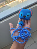 Kit Protetor De Cabo Usb E Capa Carregador Celular Stitch