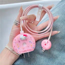 Kit Protetor De Cabo Usb E Capa Carregador Celular Donuts rosa