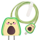 Kit Protetor De Cabo Usb E Capa Carregador Celular Abacate Fofo