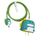Kit Protetor De Cabo Usb E Capa Carregador Celular Dinossauro Fofo
