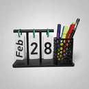 Calendário Permanente Mesa Com Porta Caneta Preta Presente