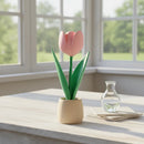 Tulipa Artificial Rosa Em Vaso 3d Decorativo Rosa