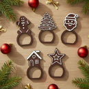 Kit 6 Argolas Guardanapo Marrom Natal Luxo Decoração