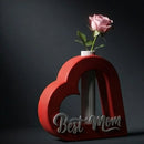Vaso Decorativo Coração Best Mom Presente Mães 3d Vermelho Vaso