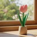 Tulipa Artificial Rosa Em Vaso 3d Decorativo Rosa