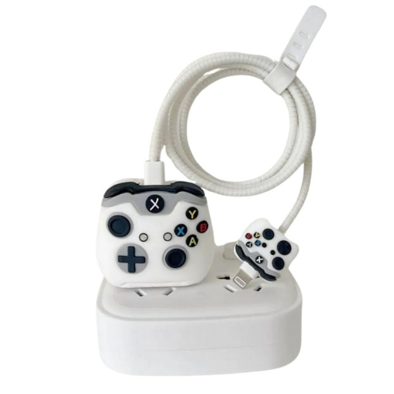 Kit Protetor De Cabo Usb E Capa Carregador Celular Xbox preto  e Xbox branco