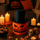 Abóbora Halloween com Cartola – Decoração Assustadora para Festa