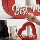 Vaso Decorativo Coração Best Mom Presente Mães 3d Vermelho Vaso