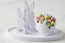 Kit Enfeite Páscoa Decorativo Coelhos E Ovo Branco