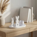 Kit Enfeite Páscoa Decorativo Coelhos E Ovo Branco