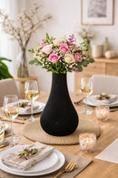 Vaso Decorativo Preto Canelado Design Moderno Preto Vaso