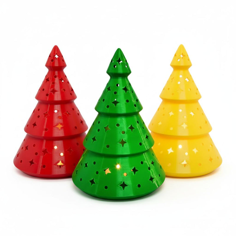 Kit Arvore De Natal com Vela - Verde, Vermelho e Amarelo