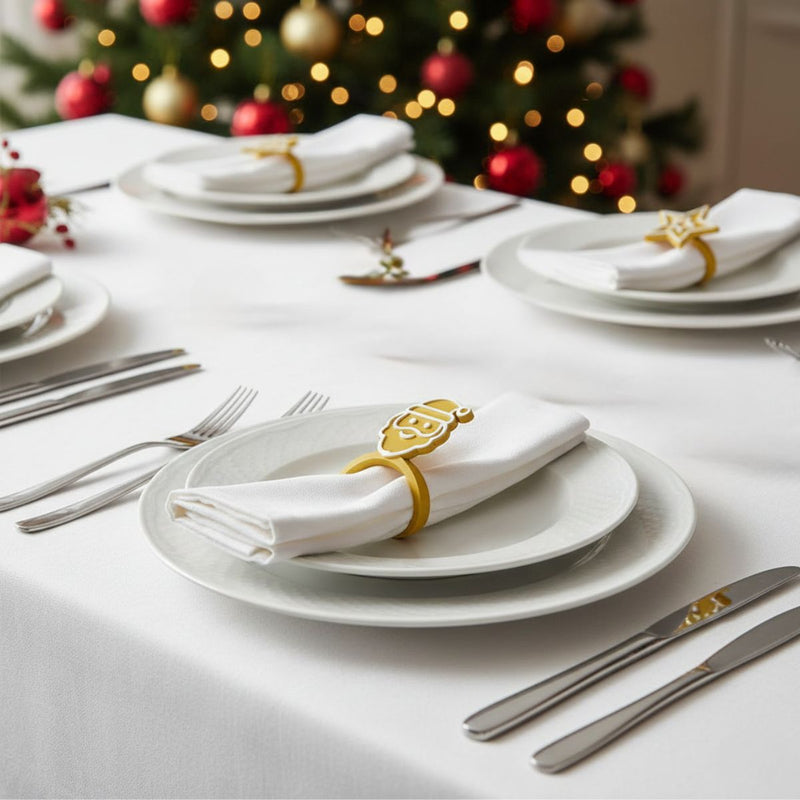 Kit 6 Argolas Guardanapo Dourada Natal Luxo Decoração