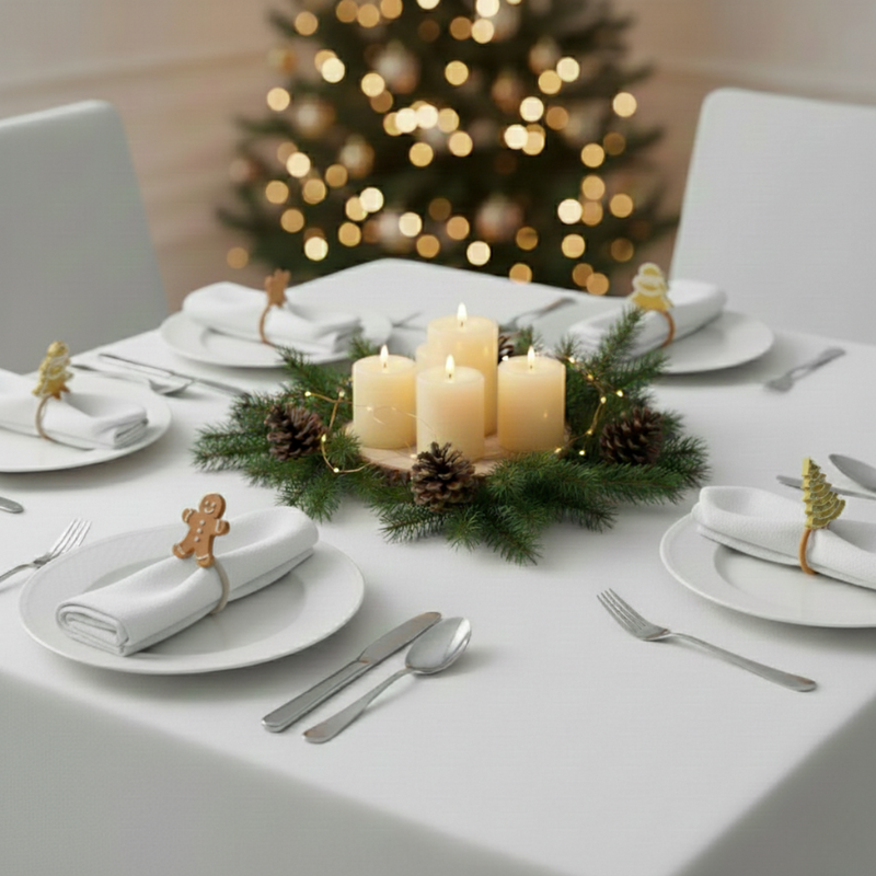 Kit 6 Argolas Guardanapo Dourada Natal Luxo Decoração