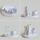 Kit Enfeite Páscoa Decorativo Coelhos E Ovo Branco