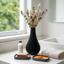 Kit Banheiro Luxo Vaso Decorativo 27cm E Saboneteira Premium Multicores