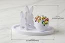 Kit Enfeite Páscoa Decorativo Coelhos E Ovo Branco