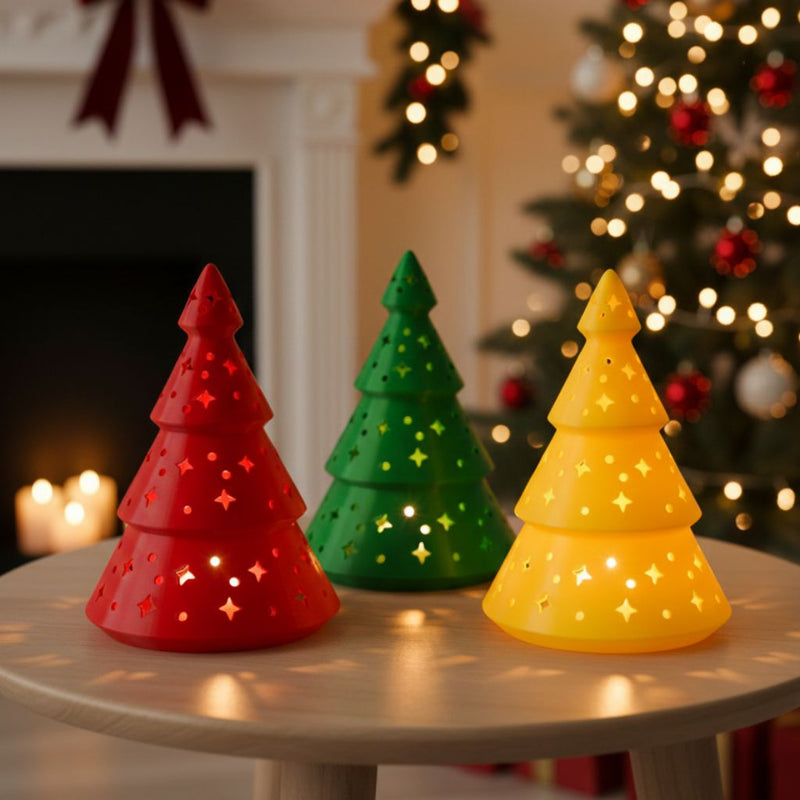 Kit Arvore De Natal com Vela - Verde, Vermelho e Amarelo