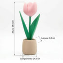 Tulipa Artificial Rosa Em Vaso 3d Decorativo Rosa
