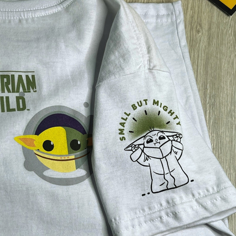 Camiseta Mandalorian Grogu Taf Cor Branca 100% Algodão