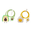 Kit Protetor Carregador De Cabo Usb Abacate + Omelete