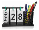 Calendário Permanente Mesa Com Porta Caneta Preta Presente