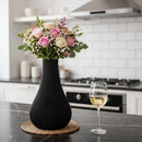 Vaso Decorativo Preto Canelado Design Moderno Preto Vaso