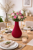 Vaso Decorativo Moderno Canelado Vermelho Vinho Vermelho Vaso