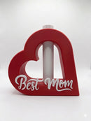 Vaso Decorativo Coração Best Mom Presente Mães 3d Vermelho Vaso