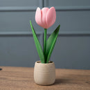 Tulipa Artificial Rosa Em Vaso 3d Decorativo Rosa