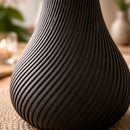 Vaso Decorativo Preto Canelado Design Moderno Preto Vaso