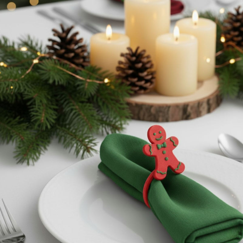 Kit 6 Argolas Guardanapo Vermelho  Natal Luxo Decoração