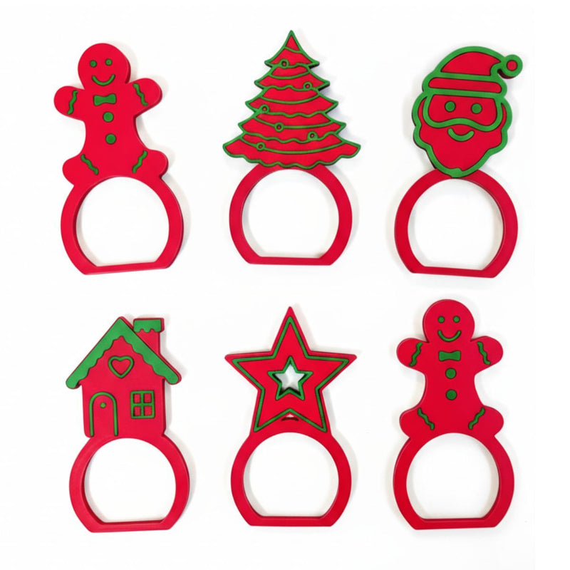 Argola Guardanapo Vermelho  Natal Luxo Decoração