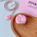 Kit Protetor De Cabo Usb E Capa Carregador Celular Donuts rosa