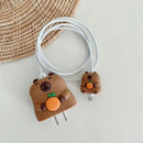 Kit Protetor De Cabo Usb E Capa Carregador Celular Capivara