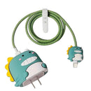 Kit Protetor De Cabo Usb E Capa Carregador Celular Dinossauro Fofo