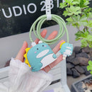 Kit Protetor De Cabo Usb E Capa Carregador Celular Dinossauro Fofo