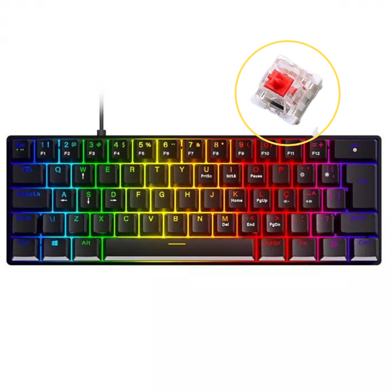 Teclado Mecânico Zot 60% Desempenho compacto personalizável