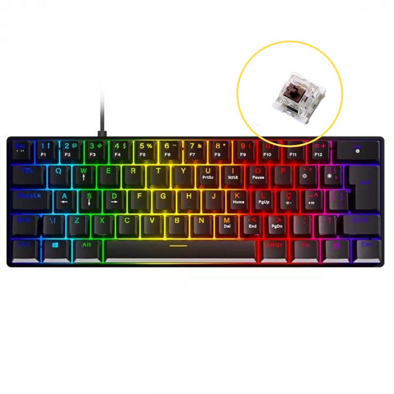 Teclado Mecânico Zot 60% Desempenho compacto personalizável