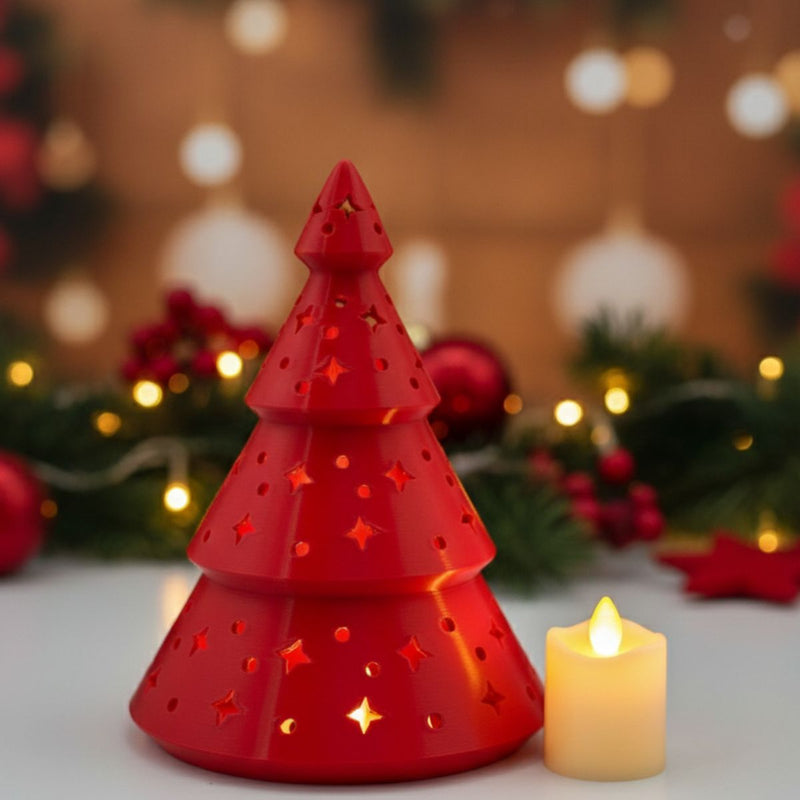 Árvore de Natal Vermelha com Vela