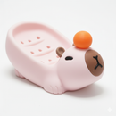 Saboneteira Capivara Rosa com Drenagem