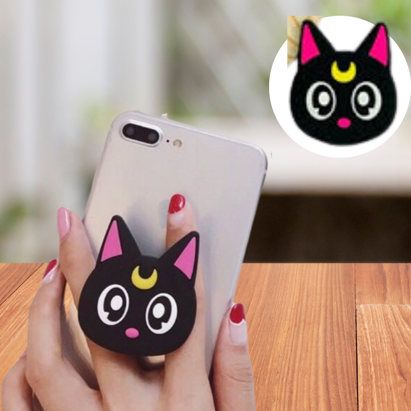 Pop Suporte 3d Dedo Apoio Selfie Celular Cat Black - Fofo