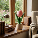 Tulipa Artificial Rosa Em Vaso 3d Decorativo Rosa