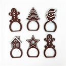 Kit 6 Argolas Guardanapo Marrom Natal Luxo Decoração