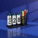 Calendário Permanente Mesa Com Porta Caneta Preta Presente