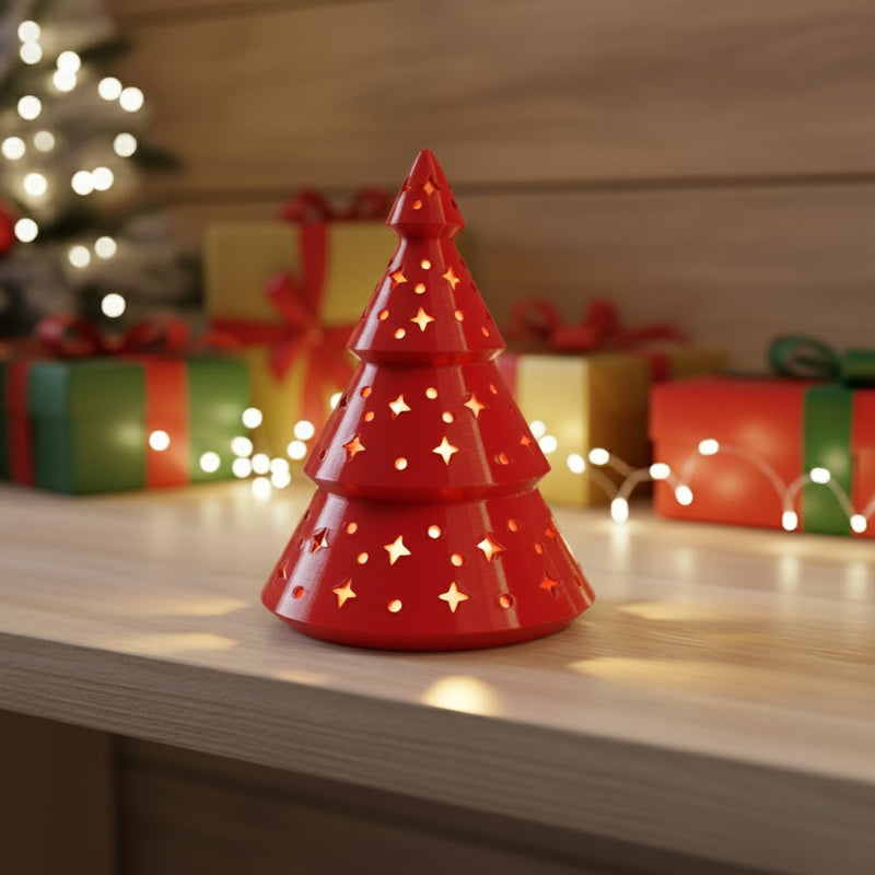 Árvore de Natal Vermelha com Vela