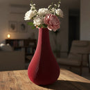 Vaso Decorativo Moderno Canelado Vermelho Vinho Vermelho Vaso