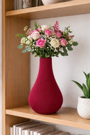 Vaso Decorativo Moderno Canelado Vermelho Vinho Vermelho Vaso