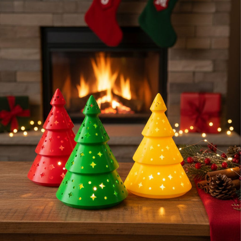 Kit Arvore De Natal com Vela - Verde, Vermelho e Amarelo