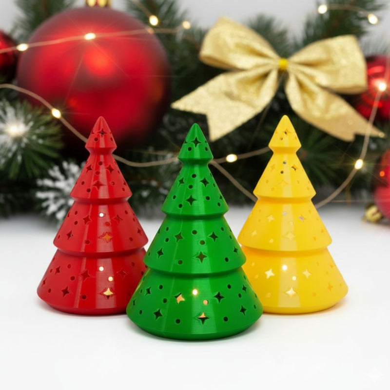 Kit Arvore De Natal com Vela - Verde, Vermelho e Amarelo